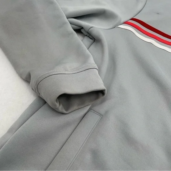 ADIDAS Men’s Golf Zip Up Track Jacket Grey w/red stripes size: Small Climalite - Picture 3 of 11